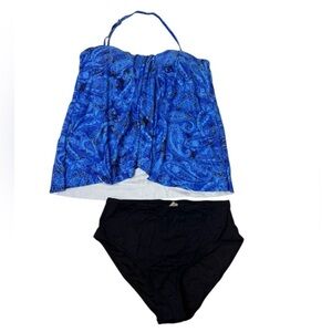 Tempt Me Tankini Bandeau Swim Top with Bottom Tummy Control Swimsuit SZ Md NWT